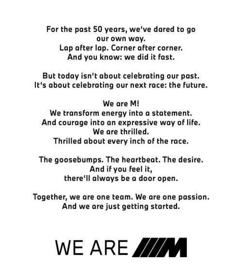 bmw m 50 years Huddle Speech